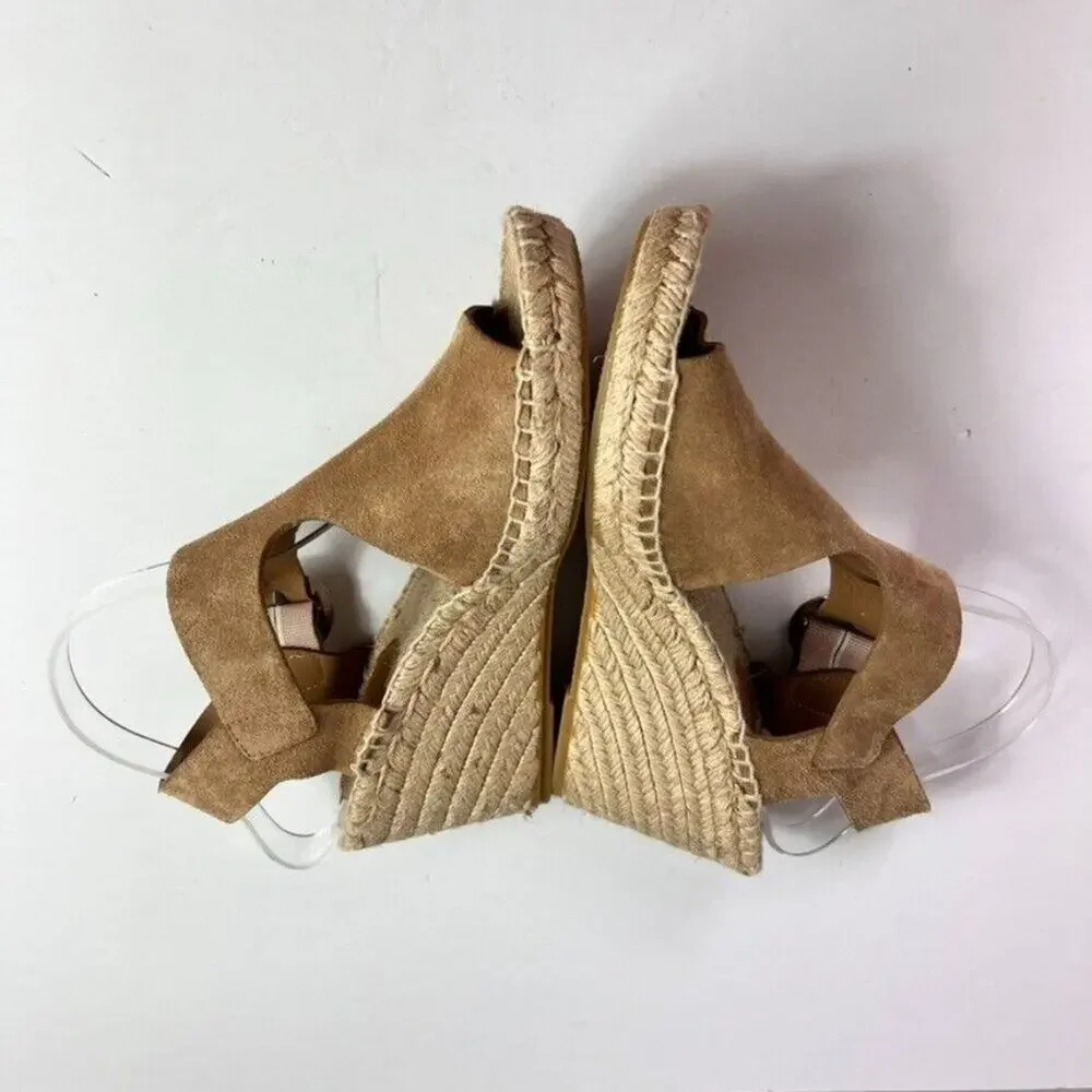 Via Spiga Sandals Sandals 9 M Nolan Espadrille Wedge Desert Suede Leather Buckle